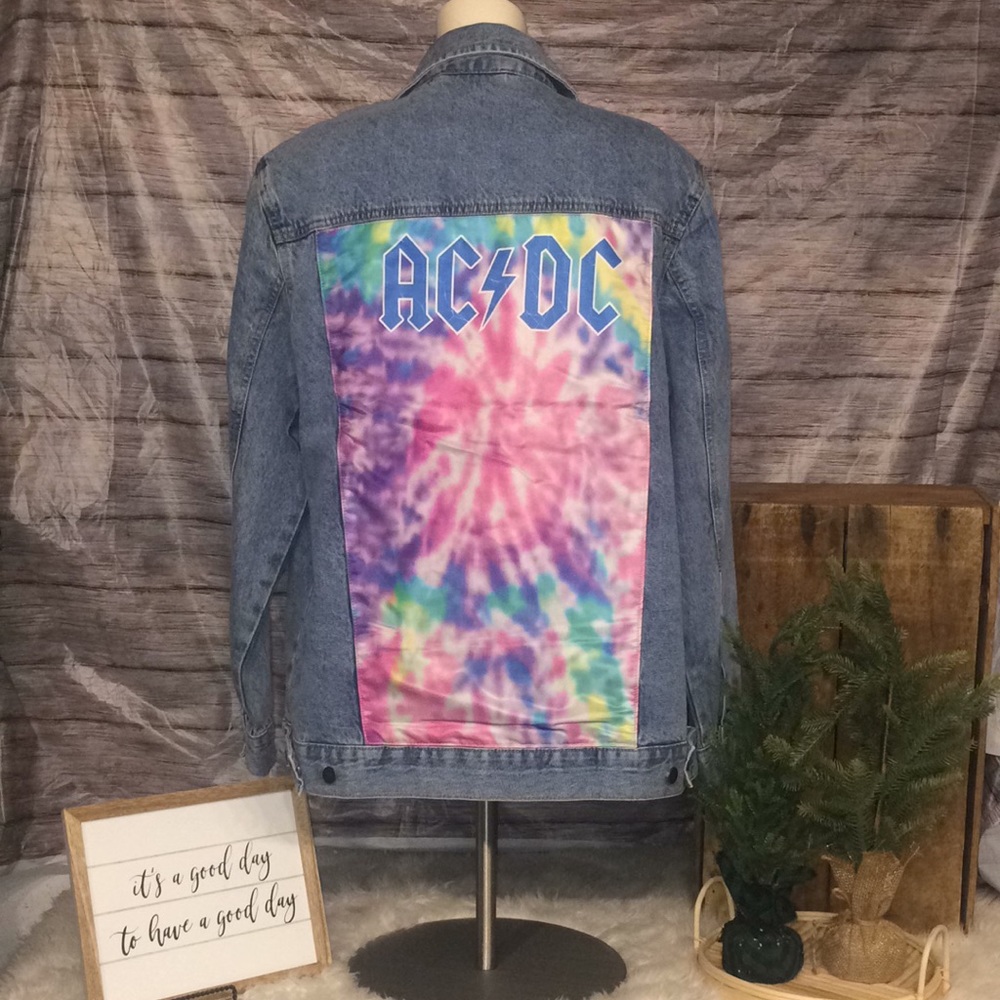 AC/DC Denim Jacket With Patch On Back NWT